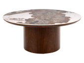 Кофейный столик Signal RONDO Ceramic Pandoro белый мраморный/орех 80х80х35