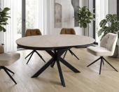 Керамический стол Signal PORTO CERAMIC 120х120/160 бежевый Тадж-Махал/черный