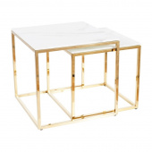 Комплект столов Signal GLORIA 45/40 белый мраморный/золотой (2 стола)
