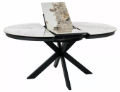 Керамический стол Signal PORTO CERAMIC 120х120/160 белый мраморный/черный