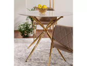 Стол обеденный Signal AZALIA Ceramic 90х90 белый мраморный/золотой