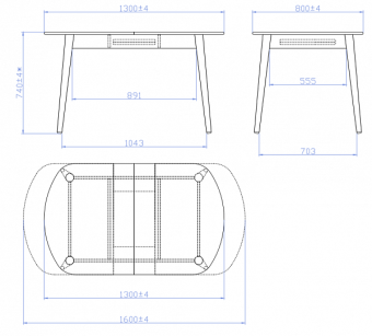 Стол обеденный Мебель-класс ЭНЕЙ 80х130/160 черный/дуб