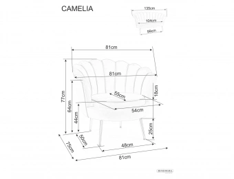 Кресло Signal CAMELLIA I Velvet серый/золотой Bluvel 14