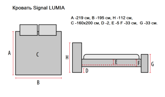 Кровать Signal LUMIA Raven 30 бежевый 160х200