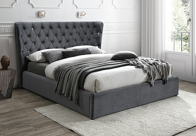 Кровать двуспальная Signal CARVEN Velvet 160X200 серый