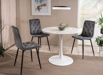 Керамический стол обеденный Signal ESPERO 90x90 белый мраморный/белый 