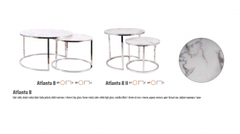Комплект столов журнальных Signal ATLANTA B эффект белого мрамора/хром