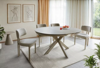 Керамический стол Signal PORTO CERAMIC 120х120/160 Travertin/кашемир