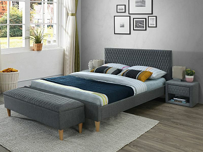Кровать Signal AZURRO VELVET 140x200 серый/дуб, Bluvel 14
