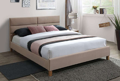 Кровать двуспальная Signal SIERRA VELVET 160х200 бежевый/дуб Bluvel 28