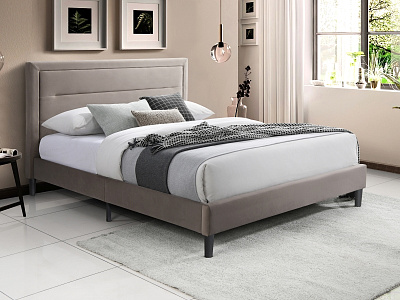 Кровать двуспальная Signal MALAGA Velvet Bluvel 40  темный беж 160х200