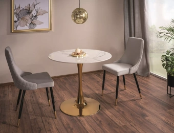 Керамический стол кухонный Signal ESPERO 90x90 белый мраморный/золотой