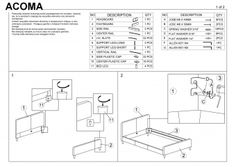 Кровать двуспальная Signal ACOMA 160 серый/дуб TAP 131.