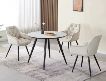 Стол обеденный Signal IDEAL Ceramic 100x100 белый мраморный/черный