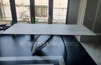 Стол Signal DIUNA Ceramic 90х160-240 STATUARIO VENATO/черный матовый