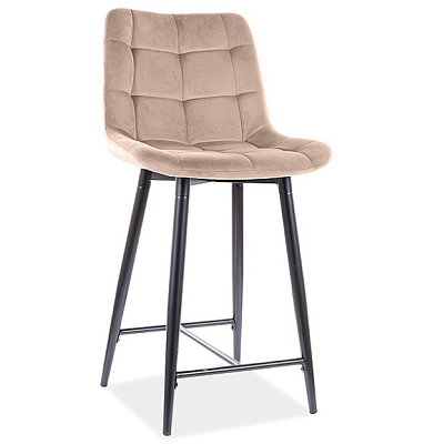 Стул полу барный Signal CHIC H-2 Velvet Bluvel 28 бежевый/черный матовый