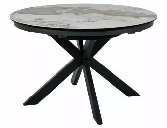 Керамический стол Signal PORTO CERAMIC 120х120/160 белый мраморный/черный