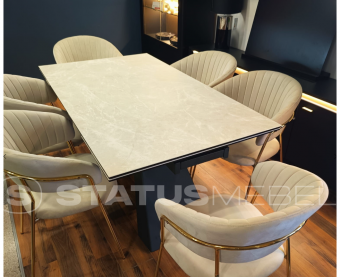 Стол Signal SALVADORE Ceramic Diamond Cream бежевый/черный 90x160-240 