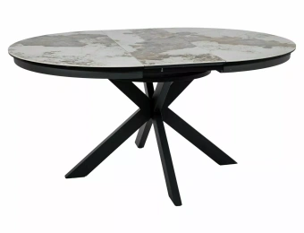 Керамический стол Signal PORTO CERAMIC 120х120/160 белый мраморный/черный