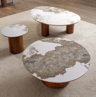 Кофейный столик Signal RONDO Ceramic Pandoro белый мраморный/дуб 45х45х50