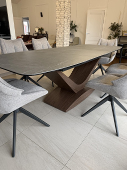 Стол обеденный Signal DOLCE CERAMIC 95х180/240 серый/орех