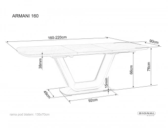 Стол Signal ARMANI CERAMIC 90х160-220 белый/черный - наличие
