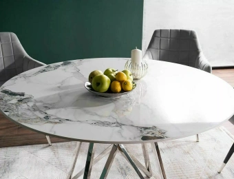 Стол обеденный Signal MURANO 120 белый мраморный/хром