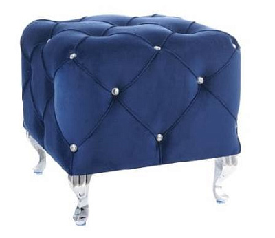 Пуф SIGNAL HESTIA K VELVET 50x50x46 синий/серебряный