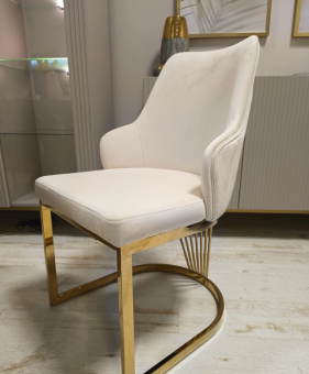 Стул Signal ALURE Velvet Bluvel 22 светло бежевый/золотой