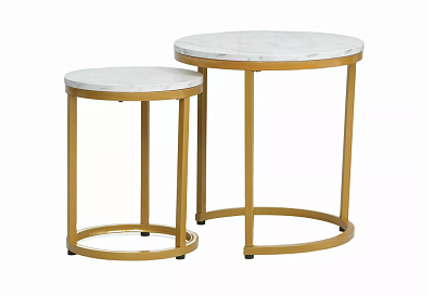 Комплект столов Signal HOLA белый мраморный/золотой