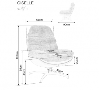 Кресло Signal GISELLE бежевый tap.214/черный 360°