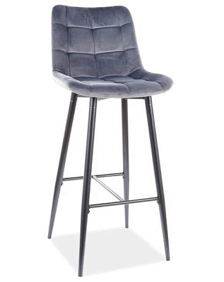 Стул барный Signal CHIC H-1 Velvet Bluvel 14 серый/черный матовый