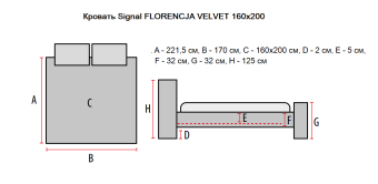 Кровать с подъемным механизмом Signal FLORENCJA Raven 24 бежевый 160х200  