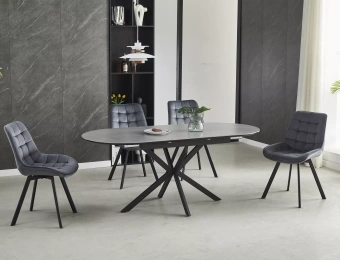 Керамический стол Signal GASTON Ceramic серый мраморный/черный 100х100-135