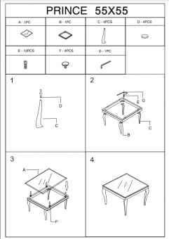 Стол журнальный Signal PRINCE B  55x55x55 черный/хром