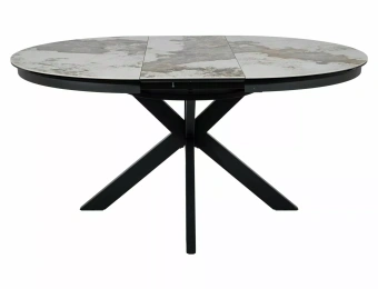 Керамический стол Signal PORTO CERAMIC 120х120/160 белый мраморный/черный