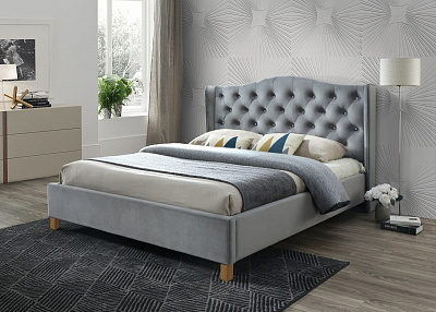 Кровать Signal ASPEN VELVET 160x200 серый/дуб, Bluvel 14