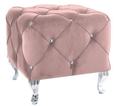 Пуф SIGNAL HESTIA K VELVET 50x50x46 розовый/серебряный