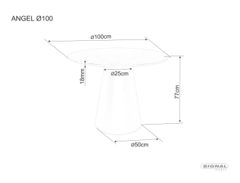 Стол обеденный Signal ANGEL 100х100 дуб/черный
