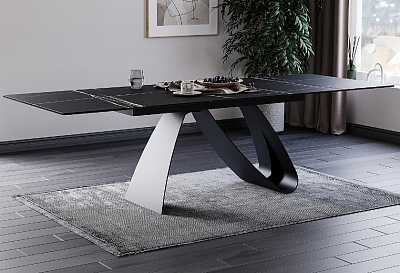 Стол обеденный Signal DIUNA Ceramic 90х160-240 SAHARA NOIR/черный матовый