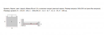 Кровать двуспальная Signal MALAGA Velvet Bluvel 14 серый 160х200