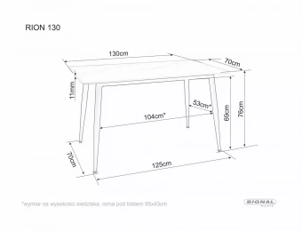 Стол обеденный Signal RION серый/черный матовый 70х130
