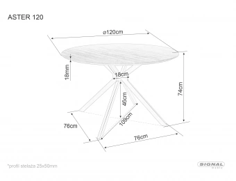 Стол обеденный Signal ASTER 120 дуб/черный матовый