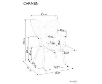 Кресло Signal CARMEN Velvet серый/черный мат, Bluvel 14