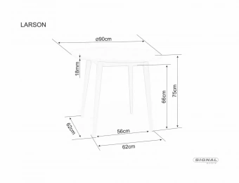 Стол обеденный Signal LARSON 90х90 белый/белый