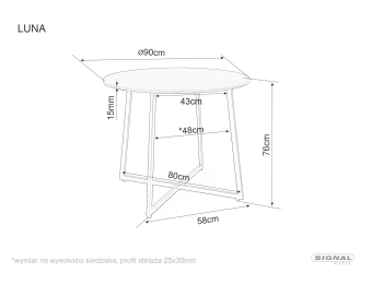 Стол обеденный Signal LUNA 90x90 дуб/черный 
