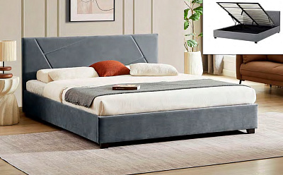 Кровать Signal COLUMBIA Velvet 160x200 серый, TAP.192