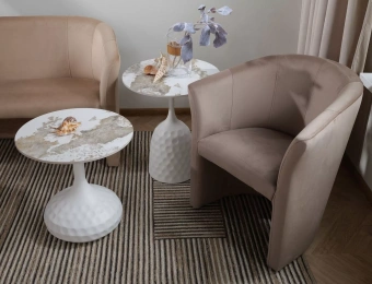 Стол журнальный Signal SALO B  белый мраморный/белый 50х50х49