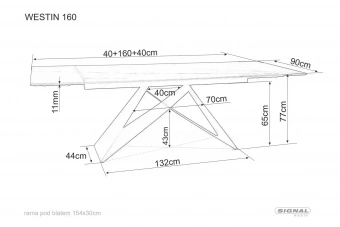 Стол Signal WESTIN Ceramic Ossido Bruno коричневый/черный матовый 90х160-240