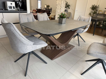 Стол обеденный Signal DOLCE CERAMIC 95х180/240 серый/орех